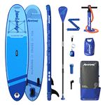 AQUAPLANET Inflatable Stand Up Paddle Board Kit - All Round Ten, Blue | 10 Foot | Ideal for SUP Beginners & Experts | Includes Fin, Paddle, Pump, Repair Kit, Backpack, Leash, Dry Bag, Carry Strap