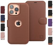 Compatible with iPhone 14 Pro Wallet Case for Women and Men, Case with Card Holder [Slim & Protective] for Apple 14 Pro (6.1”), Leather i-Phone Cover, Phone Case, Caramel Brown