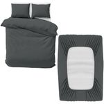 MOONLIGHT20015 4 Piece King Bedding Set - Duvet Cover, Fitted Sheet with Pillow cases - Soft Brushed Microfiber – Charcoal