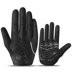 INBIKE 5mm Gel Padded Mens Cycling Gloves Breathable & Wear Resistant Full Finger Gloves (Black, XX-Large Palm Girth 9.6-10.2 in)