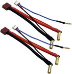 RC Car Hardcase Connector Cable, RC Car Cable T Plug Female 90° 5MM Bullet Connector 12AWG for 2S 7.4V Lithium Lipo Battery