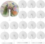 48 Pieces White Party Paper Fans Decorations Folding Fan Handheld Fan Round Shaped Paper Fans with Handle Hand Fans for Wedding Birthday Party Favors