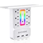 Outlet Extender Surge Protector - with Night Light and Outlet Shelf,AICODE Multi Plug Outlet with 6 Wall Outlet Splitter,3 USB Wall Charger,Multiple Electrical Wall Plug Extender Socket Charging Shelf