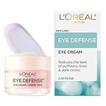 L’Oréal Paris Eye Defense, Caffeine Eye Cream, with Hyaluronic Acid and Caffeine to Reduce look of Under Eye Wrinkles and Reduce Appearance of Puffiness, For Sensitive Skin, 15ml