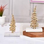 CraftVatika Small Christmas Tree for Home Decoration - 6.6 Inch Aluminium Christmas Tree for Table, Set of 2 Christmas Tree Decorations Items for Home (Set of 2)