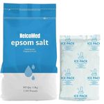 NelcoMed®Epsom Salt Magnesium Sulfate Crystals for Bathing Relieves Muscle Pains Natural therapy for Relief, Pain, Aches and detox body |Crystal Healing Negative Feelings Remover | Plants Salt Granules Most Sports Personal Utility Product 1kg | FREE HOT AND COLD GEL PACK