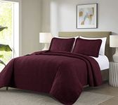 Chezmoi Collection Kingston 3-Piece Oversized Bedspread Coverlet Set (King, Burgundy)