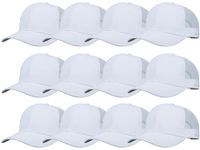 Gelante Mesh Trucker Hat Baseball Cap Structured Front Panel Wholesale LOT 12 Pack, White, One Size