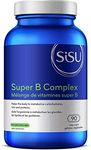 SISU Super B Complex, 90 Vegetable Caps - Complete B Complex Plus Choline and Inositol - Overall Health & Immune Support - Vegan, Non-GMO - Soy, Gluten & Dairy Free - 45 Servings (Pack of 1)