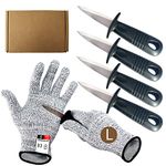 Cut Resistant Gloves with Oyster Knife Set, Oyster Shucking Knife Set in Level 5 Protection Gloves, Opener Kit Tools for Oyster Clam Shellfish Seafood(4 Black)