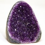 Extreme Polished Amethyst Cluster - 2 to 2.5 pounds of Powerful, Deep Purple Crystals Geode from Uruguay. Includes Bonus 3 inch Selenite Wand in Velvet Bag.