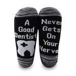 LEVLO Funny Dentist Gifts A Good Dentist Never Gets On Your Nerves Socks for Dental Students (1 pair-mid calf-1)