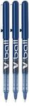 Pilot V Ball 7 Blue Fine Rollerball Pen Pens Metal Tip 0.7mm Nib 0.4mm Line Liquid Ink (Pack Of 3)