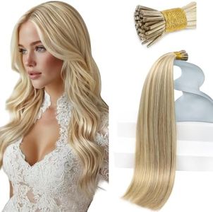Sunny Hair Itip Hair Extensions Blonde Highlight I Tip Hair Extensions Human Hair Golden Blonde Highlight Medium Blonde I Tip Human Hair Extension Blonde I Tip Extension for Wedding 22inch 50s 50g