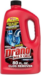 Drano Max Gel Drain Clog Remover and Cleaner for Shower or Sink Drains, Unclogs and Removes Hair, Soap Scum and Blockages, 80 Oz