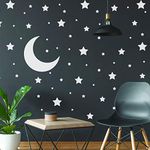 White Stars Stickers - Space Themed Bedroom Constellation Wallpaper Decor Decal - Star Moon Nursery Room Decals for Wall - 220 Stickers