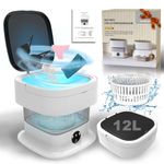 Portable Washing Machine, 12L Foldable Lavadora Portatil with Deep Cleaning of Underwear, Baby Clothes, Socks and Small Item, Mini Washerl Suitable for Apartments, Dorm, Camping, RV(Grey)