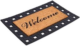 BIRDROCK HOME Classic Welcome Brush Coir Doormat with Black Rubber Scroll Border, 18 x 30 Inch - Classic Design