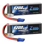 Zeee 3S LiPo Battery 5200mAh 11.1V 120C Soft Case Battery with EC5 Connector for RC Airplane Helicopter DJI F450 Quadcopter RC Car Truck Boat (2 Pack)