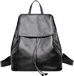 BOYATU Travel Genuine Leather Backpack Purse for Women - Elegant Ladies Genuine Leather Shoulder Bag Handbag Black