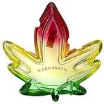 Glass Home Ashtray Marijuana Leaf S