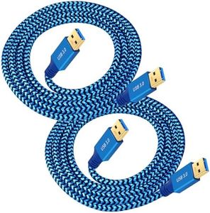tunghey 2Pack USB 3.0 Cable Male to Male, Nylon Braided USB to USB Cable Type A Male Double End USB Cord Compatible Hard Drive Enclosures, DVD Player, Laptop (0.3m)