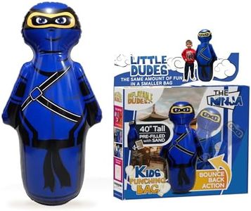 INFLATABLE DUDES Small Ninja 40 Inches -Kids Punching Bag | Already Filled with Sand| Bop Bag | Inflatable Punching Toy| Punching Bag for Kids| Bounce-Back | Indoor Outdoor -(Little Dudes- Nobi)