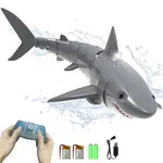 VOLANTEXRC Remote Control Shark Toys for Kids, 1:18 Scale High Simulation RC Shark for Pool, Electric Megalodon Toys with Light&2 Batteries for Boys and Girls Age 6+ (with 2 Batteries)