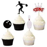 UXYOKM Bowling Cupcake Toppers Glitter Bowling Players Cupcake Picks Indoor Sport Theme Baby Shower Birthday Cake Decorations Party Supplies