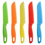 ONUPGO 5 Pieces Kids Kitchen Knife Set, Toddler’ Plastic Kitchen Knife Set - Kids Safe Cooking Knives, Chef Nylon Knife/Children's Fruit Knife, Cake Knife Bread Knife, Lettuce Knife or Salad Knife