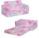 Delta Children Cozee Flip-Out Sofa - 2-in-1 Convertible Sofa to Lounger for Kids, Pink Tie Dye