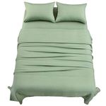 Mooreeke Soft 4 Pieces Full Double Bamboo Sheets, Sage Green Cooling Sheets for Full Size Bed, Deep Pockets & Easy-Fit, Breathable Sheets for Hot Sleepers