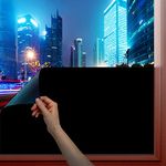 BDF 1BKOT Static Cling Blackout 100% Light Blocking Window Film- Easy Installation, Removal & No Residue - 36in X 22ft