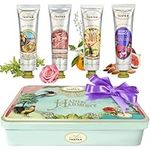 Gift Set of 4 Premium Vintage French Hand Cream 4x25ml in a Lovely Tin Box- Un Air d'Antan Exclusive Perfume : Verbena, Rose, Lily of the Valley, Almond – Intense Regenerating Paraben-Free Formula – Nice Gifts Ideas for Birthday, her… or just for You