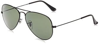 Ray-Ban Unisex Aviator Sunglasses, Black, 58 mm UK