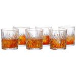 amazon basics Whiskey Glass Set of 6 (320ml Each) | Stylish Timeless Design | Versatile for Various Spirits | Durable Glass Cocktail Tumbler | Comfortable Grip | Dishwasher Safe