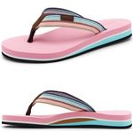 Pevino Women's Orthotic Flip Flops,Casual Comfortable Thong Sandal with Arch Support, Pink, 8