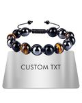 TOLOWOBK Mens Bracelets Gifts for Him Tigers Eye Bracelet Personalised Triple Protection Beaded Bracelets for Men Anniversary Christmas Birthday Gifts for Dad Son Husband Boyfriend Brother Grandson