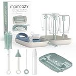 Momcozy 7 in 1 Bottle Cleaning Kit - Baby Bottle Cleaner Set with Silicone Brush, Nipple Brush, Straw Brush, Soap Dispenser, Drying Rack - Home and Travel Bottle Cleaning Tools for Infants