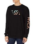 RVCA Men's Graphic Long Sleeve Crew Neck Tee Shirt, Facets L/S/Black, Large