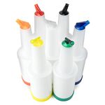 7 Pack of Colorful Juice Pouring Spout Bottle Containers - Mix, Pour, Store, Plastic Barware by Cocktailor