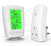 Wireless Remote Thermostat,Decdeal Smart Programmable Temperature Controller RF Plug in Socket Heating Cooling Program Temperature Controller for Heater/Cooler/Fan/Electric Fireplace Heater