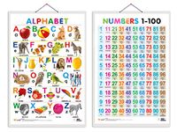 GO WOO Combo of 2 Alphabet and Numbers 1-100 Educational Posters for Preschool Kids Classroom Study | Learning- Charts for Kids Learning (20"X30" Inches)