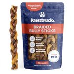 12 Braided Bully Sticks for Dogs - Natural Bulk Dog Dental Treats & Healthy Chews, Chemical Free, 12 inch Best Low Odor Pizzle Stix by Pawstruck