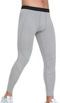 BreakEgg Men's Compression Men's Yoga Tights Pant for Running, Yoga, and Training Men's Running Sports Leggings, Light Gray, Small