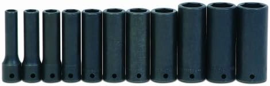 Williams WS-14-11 11-Piece 1/2-Inch Drive Deep 6 Point Impact Socket Set, Black