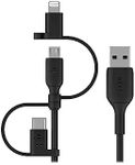 Belkin Universal Cable (3-in-1 USB-C, Lightning, Micro-USB Charging Cable) Charge Smartphones, Tablets, Power Banks and More (3.3ft/1m)