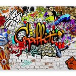 Wallpaper - Photo 300x210 cm / 119"x83" - Non-Woven Premium Art Print Fleece Wall Mural Decoration Poster Picture Design Modern - Graffiti Street Art Colorful Brick Skate f-A-0348-a-b