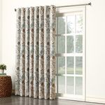 Sun Zero Kara Floral Print Energy Efficient Grommet Patio Door Curtain Panel, 100" x 84", Stone/Gray