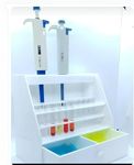 SBT Micropipette stand for 6 pipette with Drawer and Test Tube Rack for 22 test tubes in white colour pack of 1 pcs